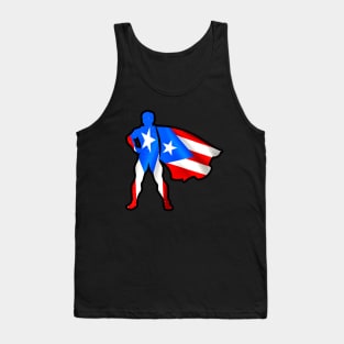 Puerto Rico Hero Wearing Cape of Puerto Rico Flag Hope and Peace Unite Tank Top